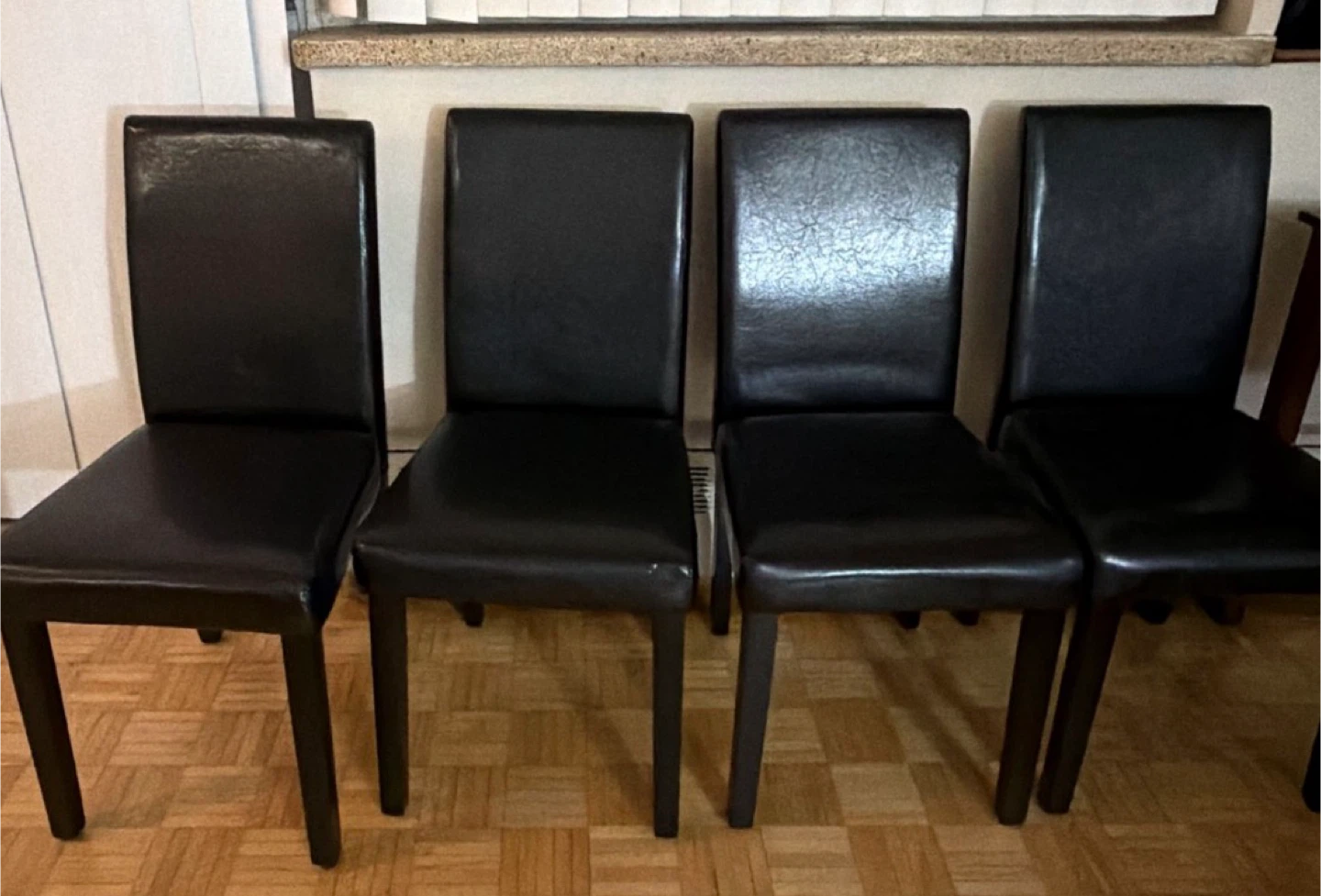 Set of 4 Black Faux Leather Dining Chairs - photo 3