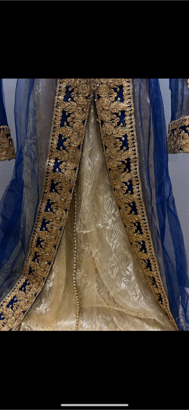 Blue and Gold Embroidered Kaftan Robe - photo 3