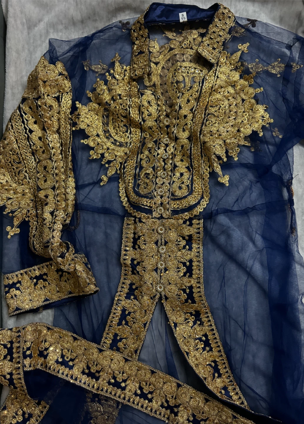 Blue and Gold Embroidered Kaftan Robe - photo 4