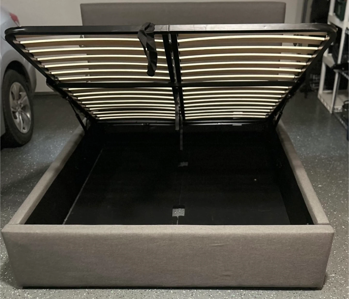 Grey Queen Upholstered Storage Bed Frame