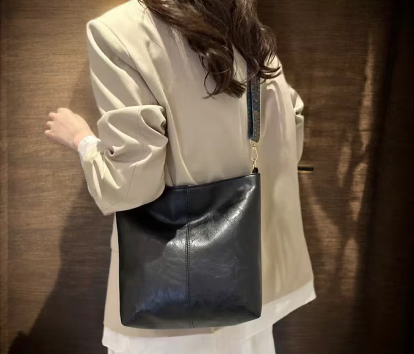 Black  Bucket Bag