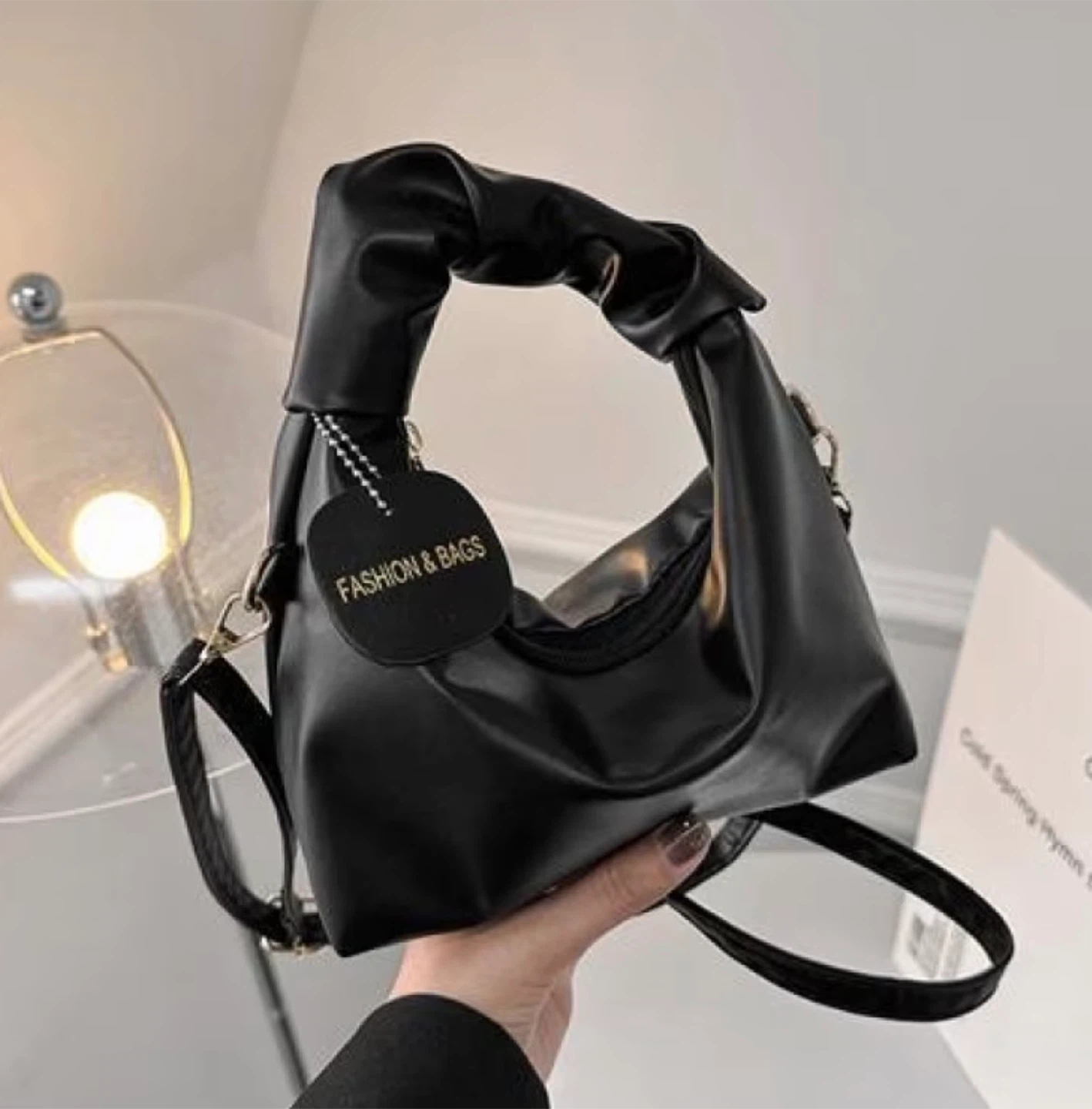 New! Black  Handle Handbag