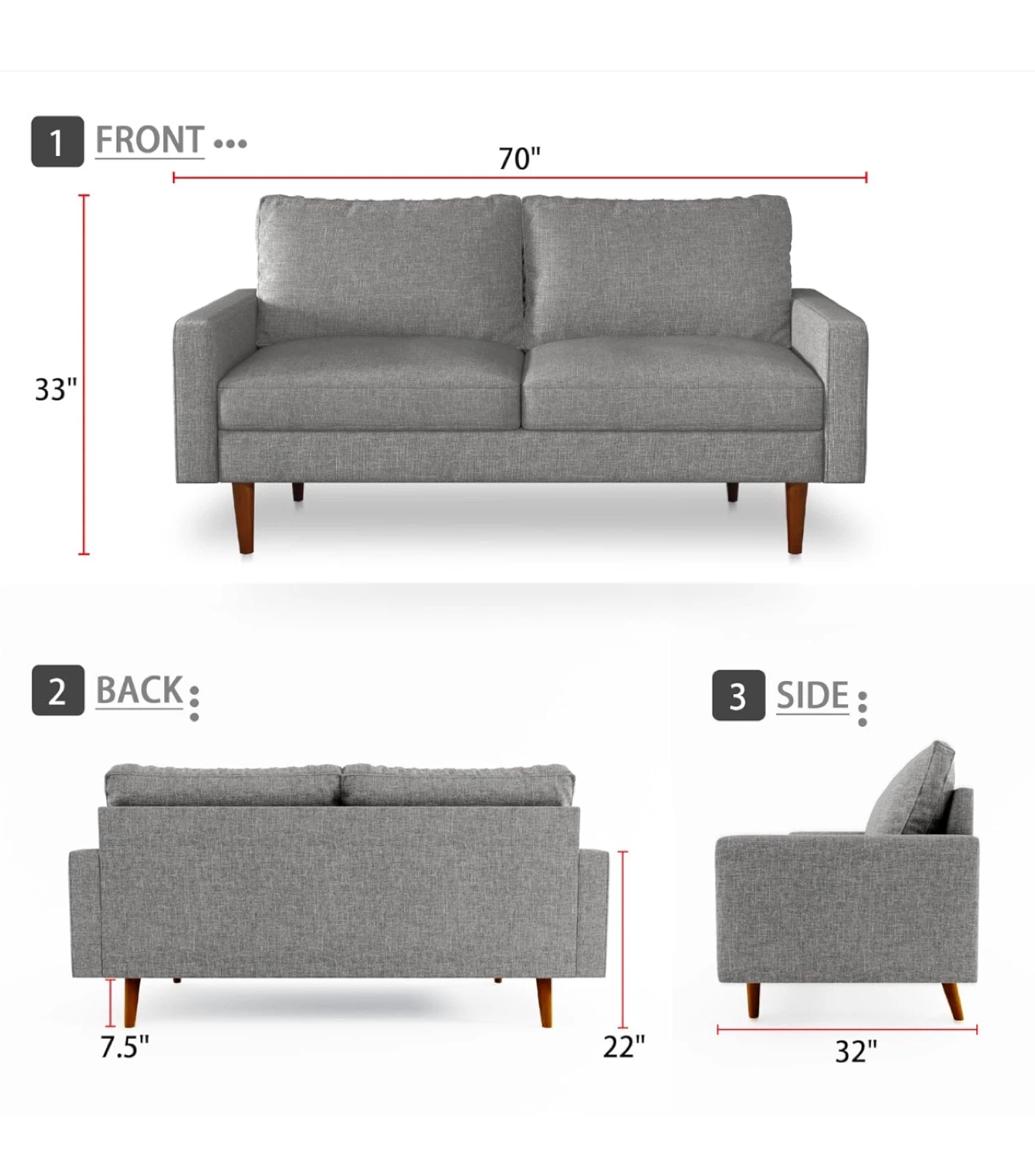 Gray Loveseat Sofa - photo 4