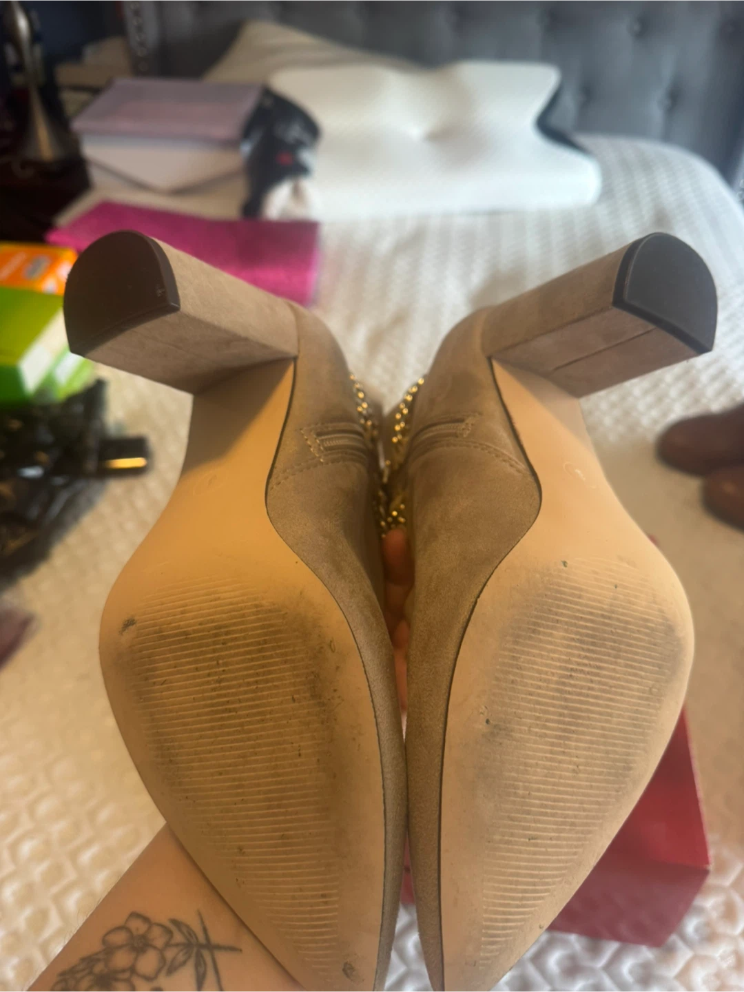 Women's Suede Ankle Boots - Tan