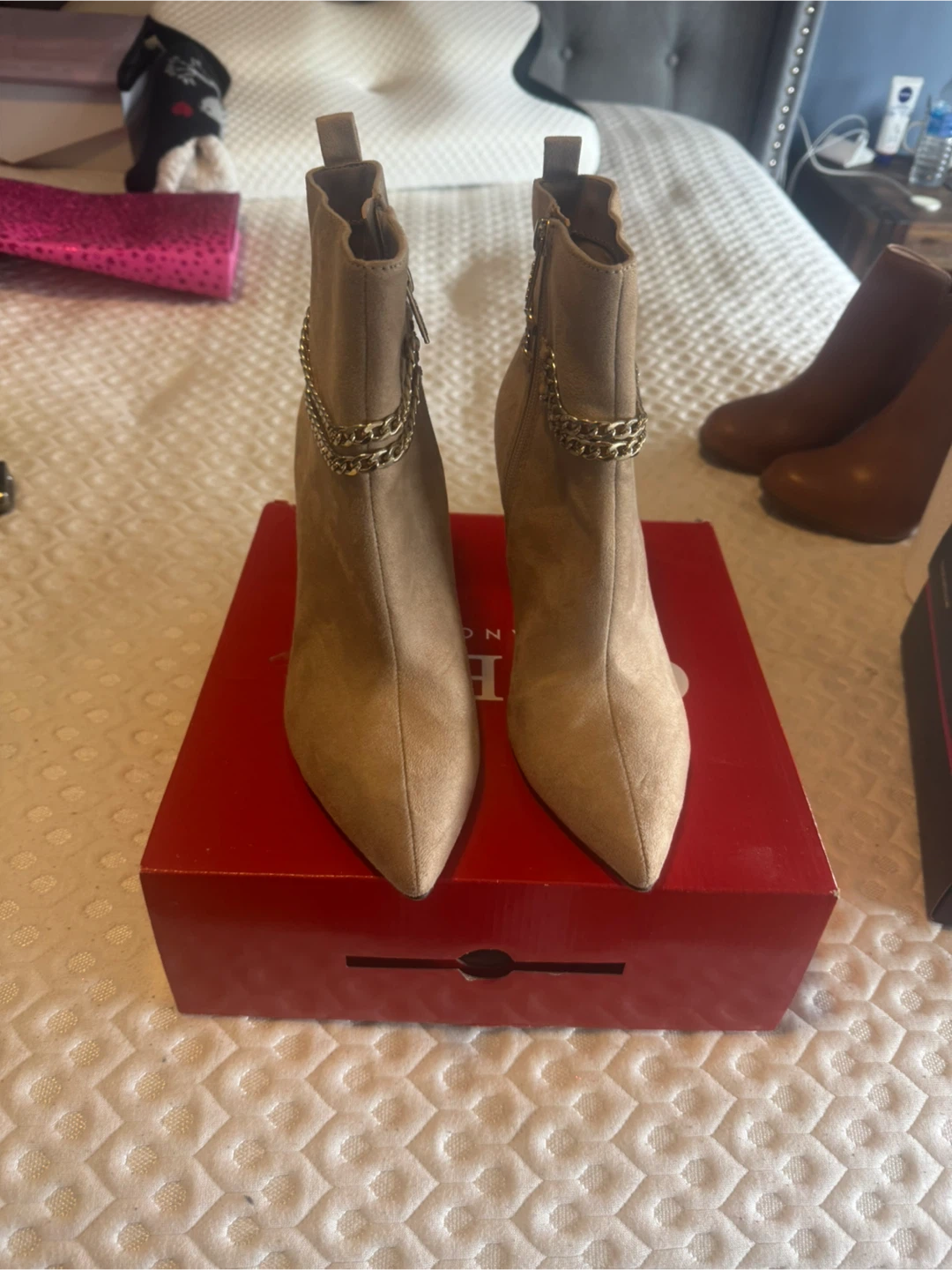 Women's Suede Ankle Boots - Tan - photo 2