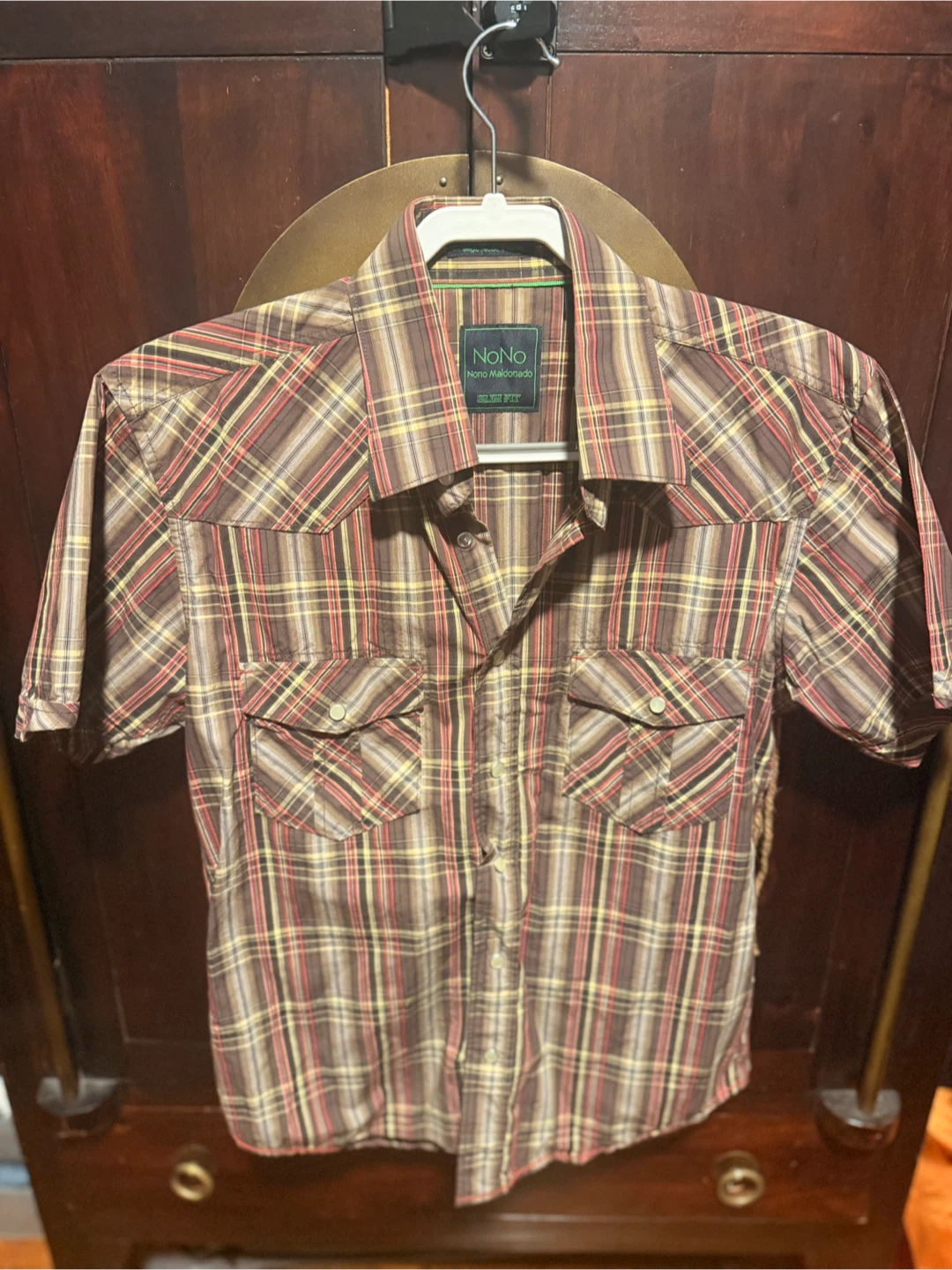 NoNo Maldonado Plaid Short Sleeve Western Shirt