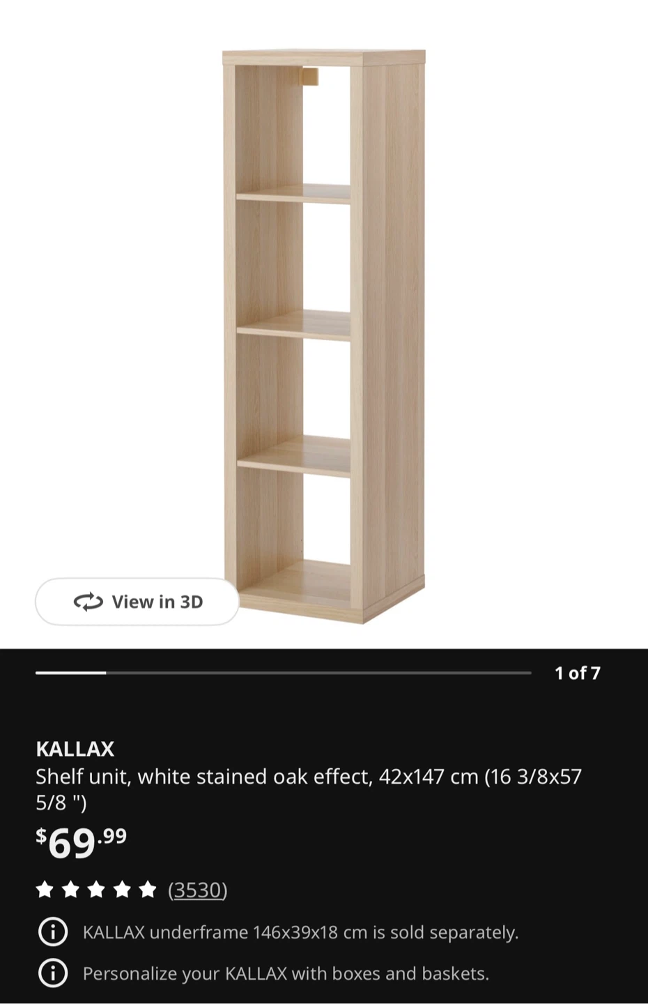 IKEA KALLAX Shelf Unit White Stained Oak Effect - photo 2