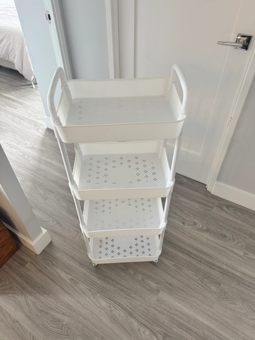 White 4-Tier Rolling Storage Cart