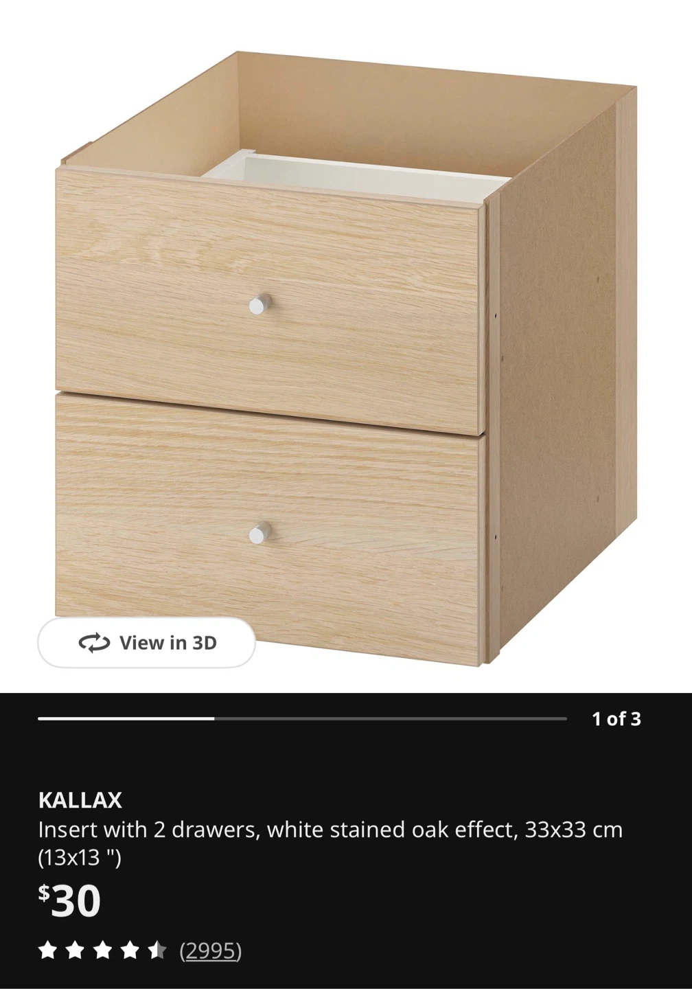 IKEA KALLAX Shelf Unit White Stained Oak Effect - photo 4