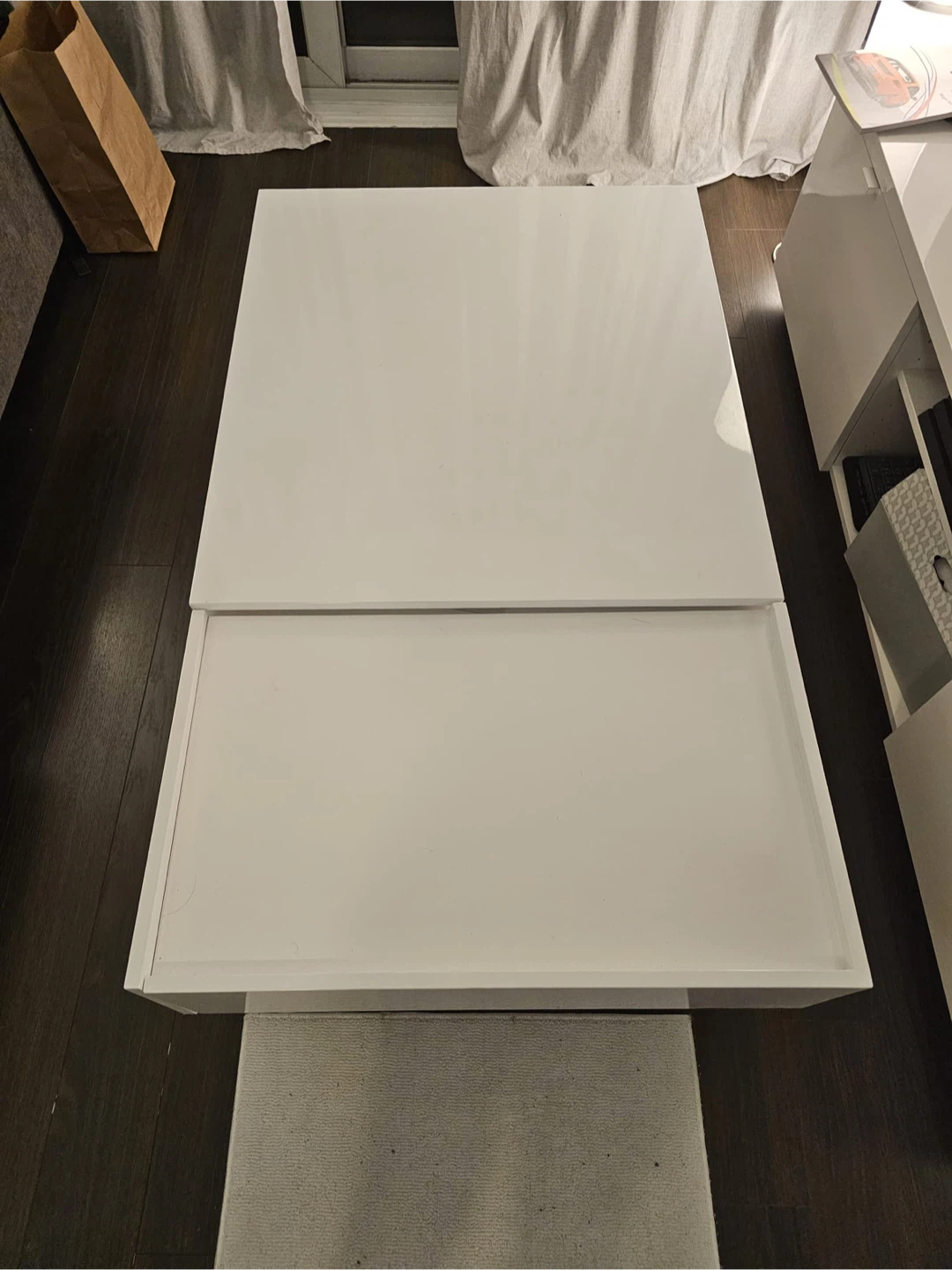 Structube White Lift Top Coffee Table with Drawer