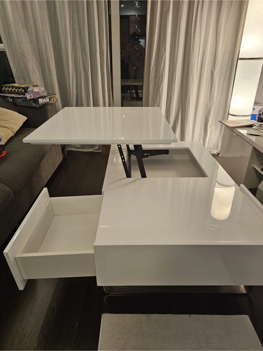 Structube White Lift Top Coffee Table with Drawer - photo 3
