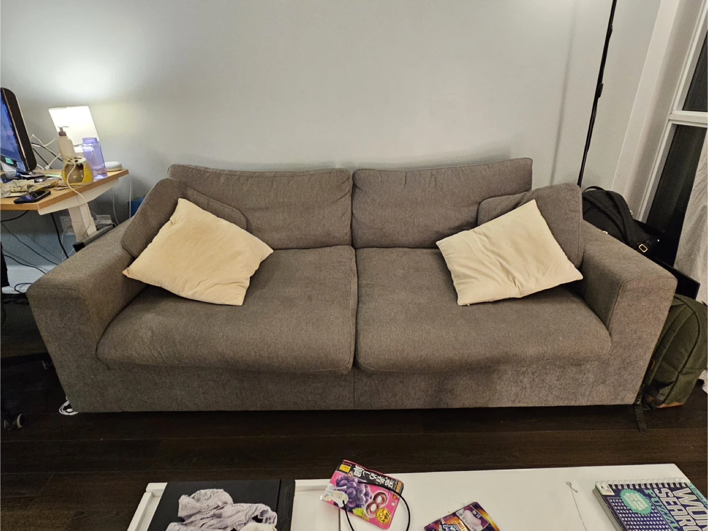 Grey Fabric Sofa with Throw Pillows from Structube