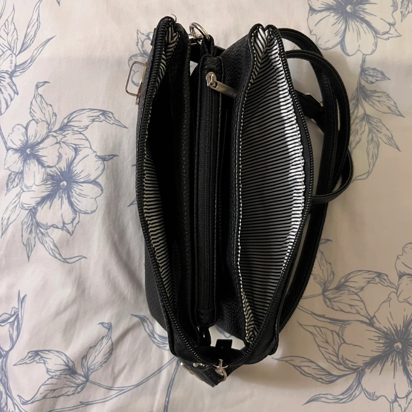 Black Faux Leather Crossbody Purse with Wrist Strap - photo 2