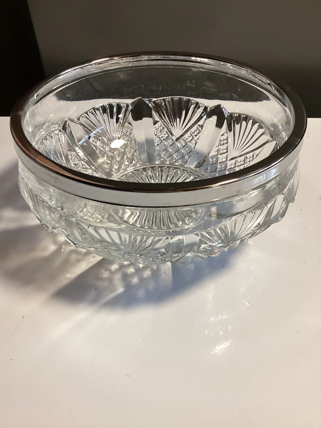 Crystal Glass Bowl with Silver Rim - photo 2