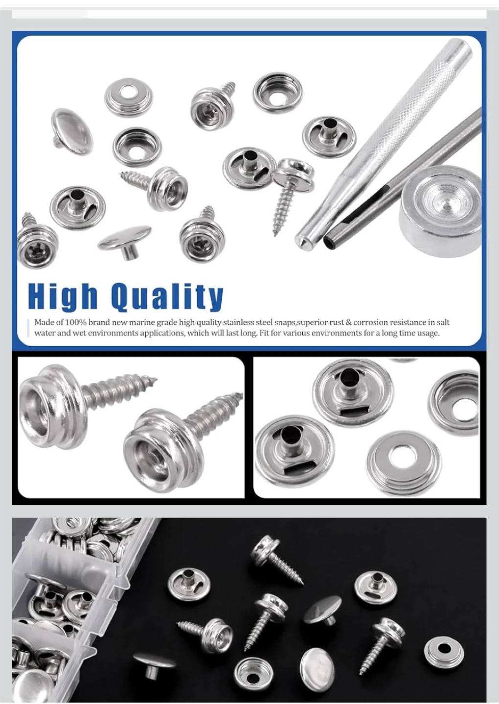 Marine Grade Stainless Steel Snap Fasteners Kit