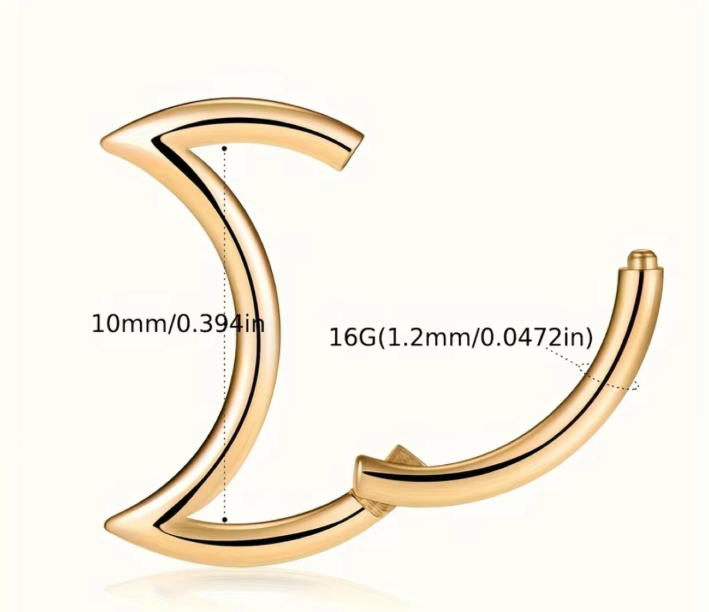 Moon Ring for piercing - 10mm - photo 4