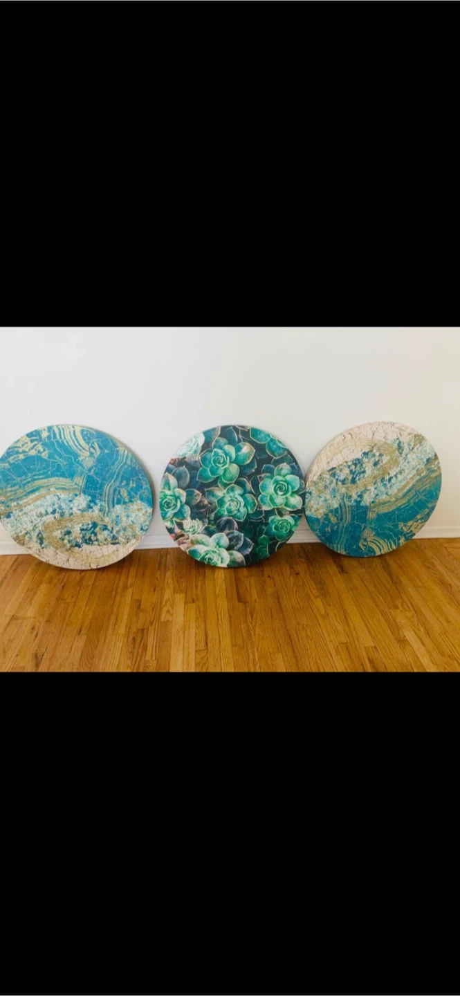 Oliver Gal Wall Art Set of 3 Round Prints