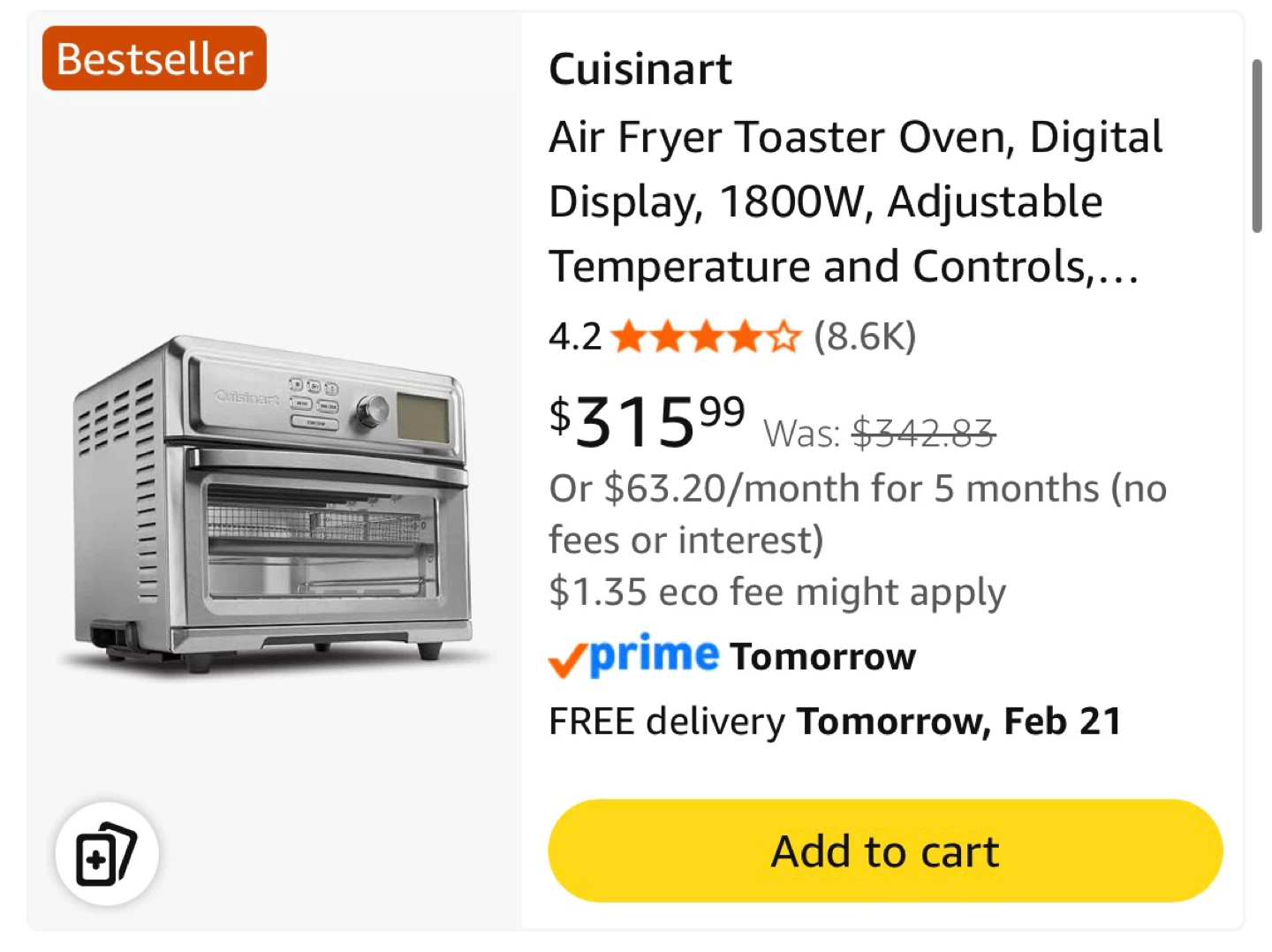 Cuisinart Air Fryer Toaster Oven - photo 5
