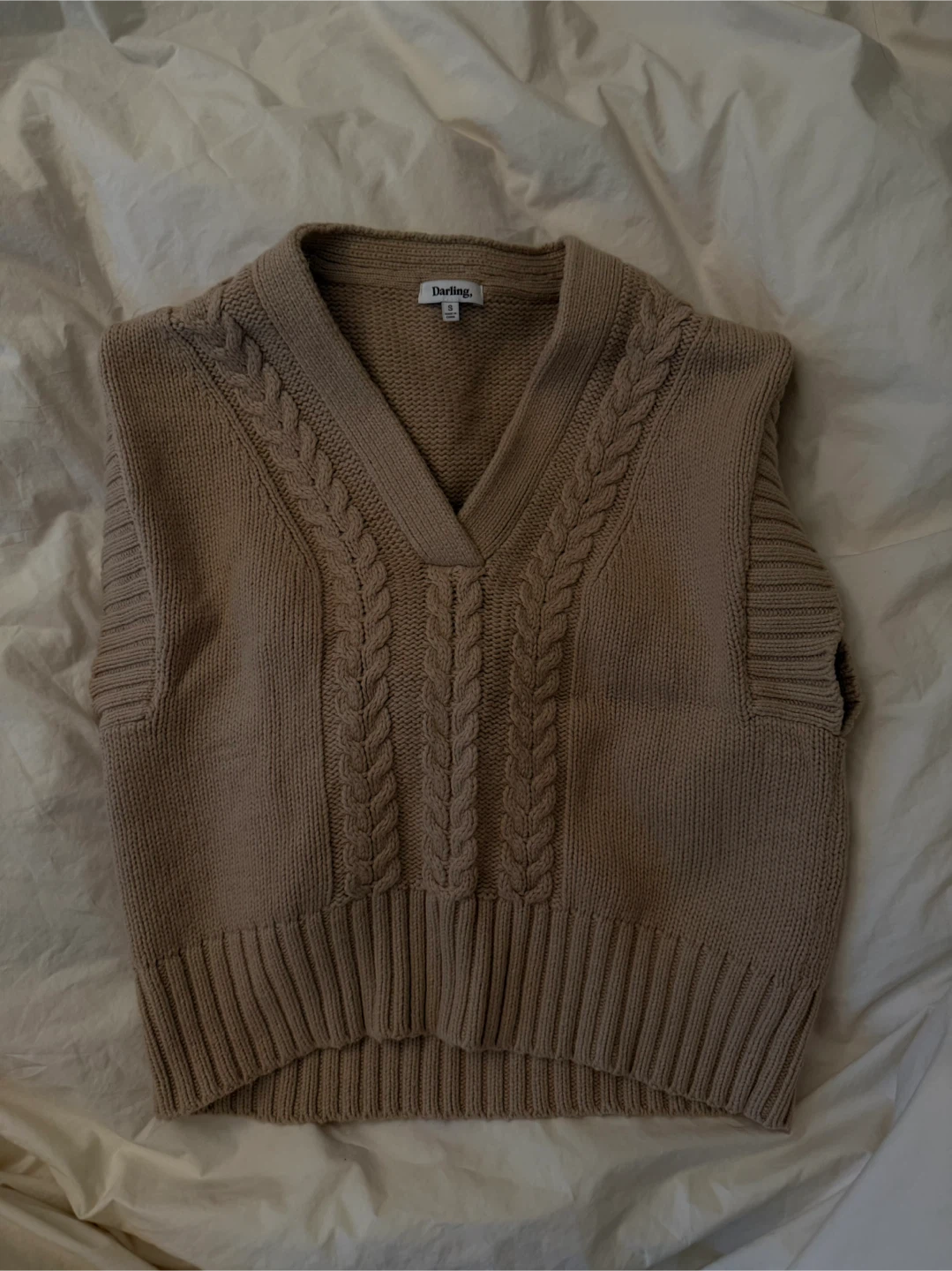 Darling Knit V-Neck Cable Knit Vest - photo 2