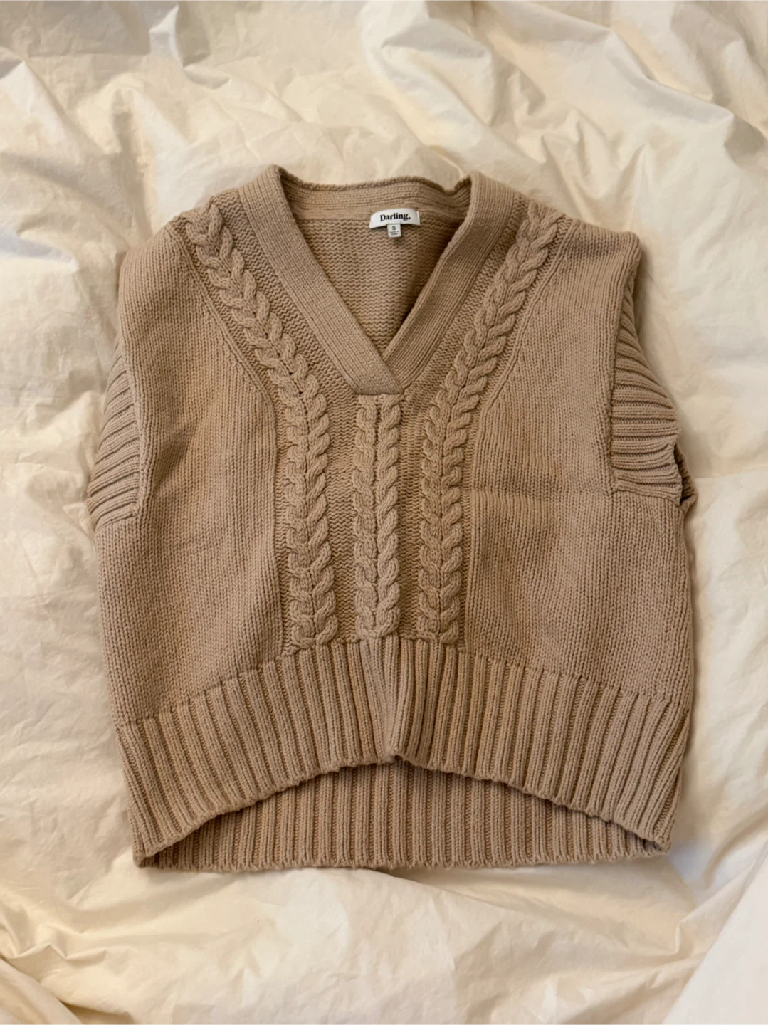 Darling Knit V-Neck Cable Knit Vest