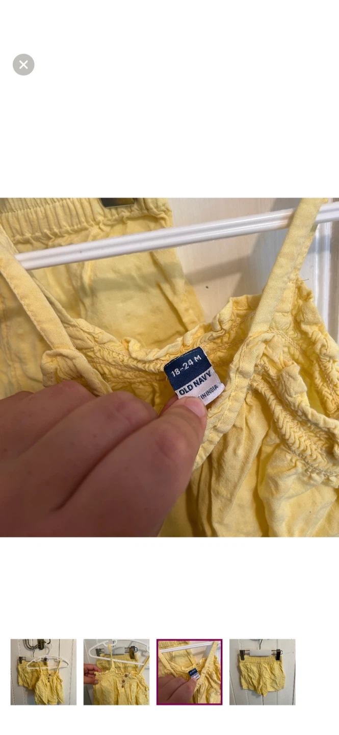 Old Navy Yellow Baby Tank Top and Shorts Set 18-24M - photo 3