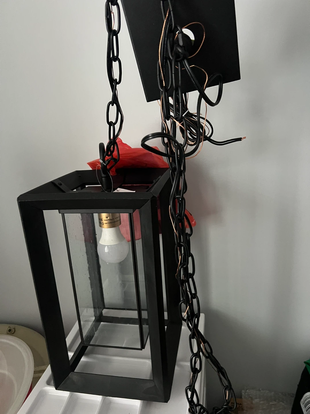 Black Outdoor Hanging Lantern - photo 2
