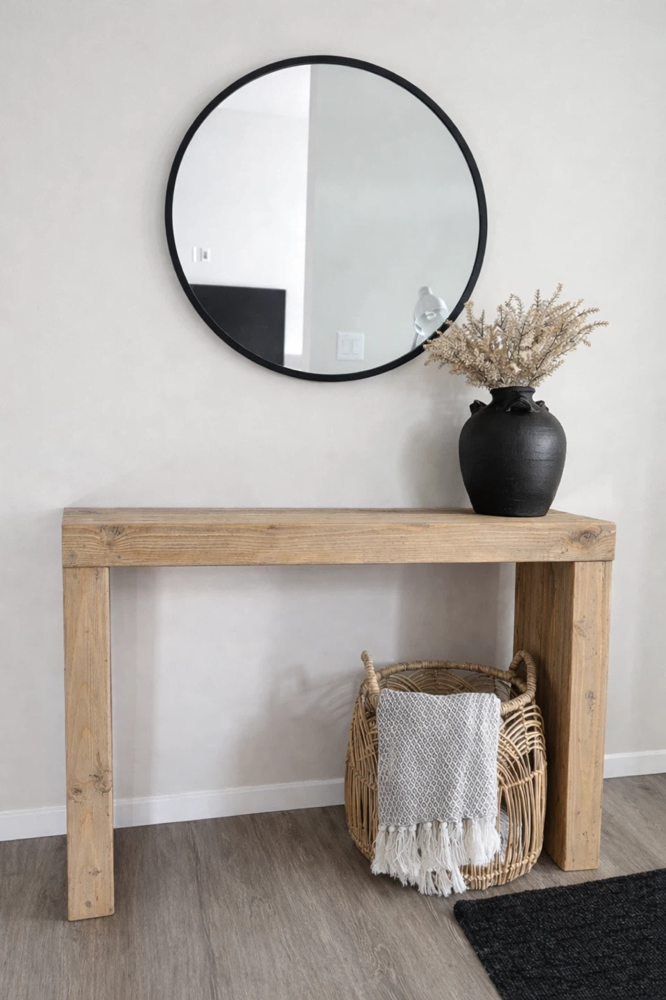 Round Black Framed Mirror