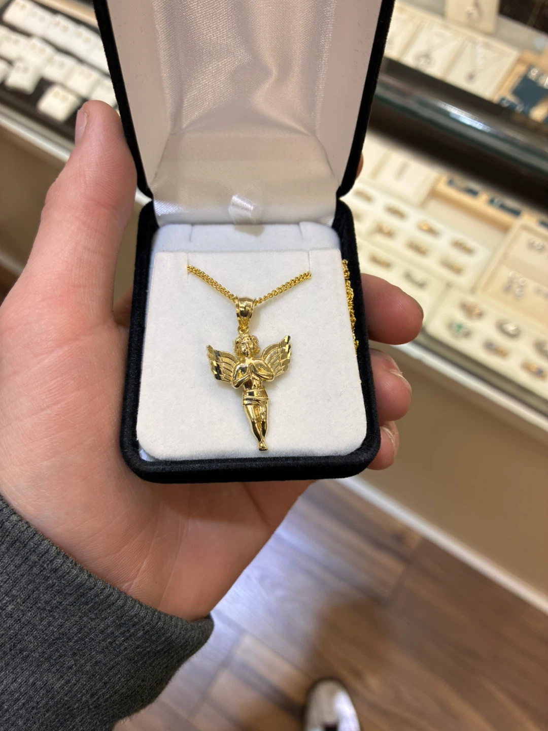 10k Gold Angel Pendant Necklace