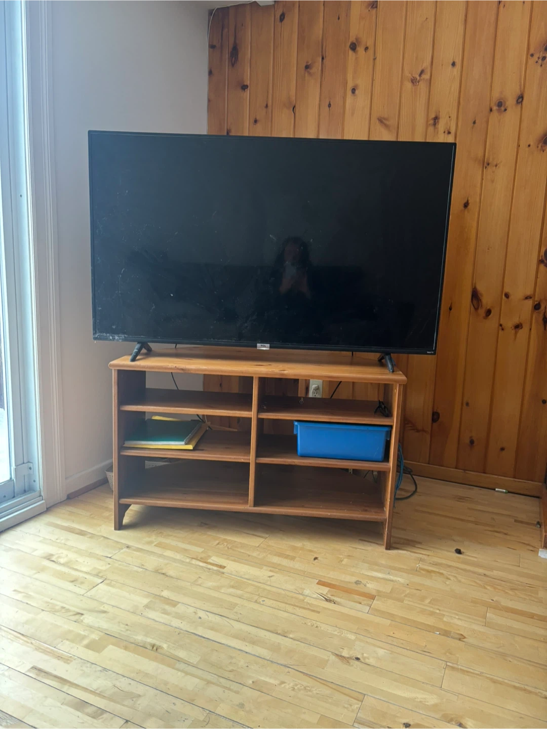 Wooden TV Stand with Shelves