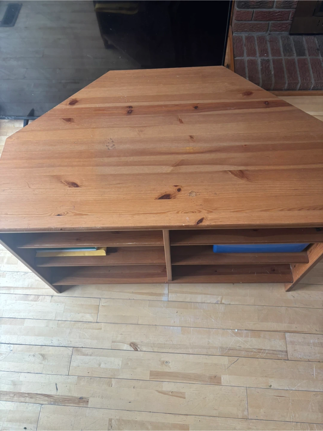 Wooden TV Stand with Shelves - photo 2
