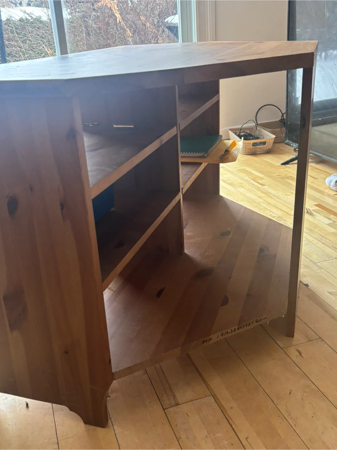 Wooden TV Stand with Shelves - photo 3