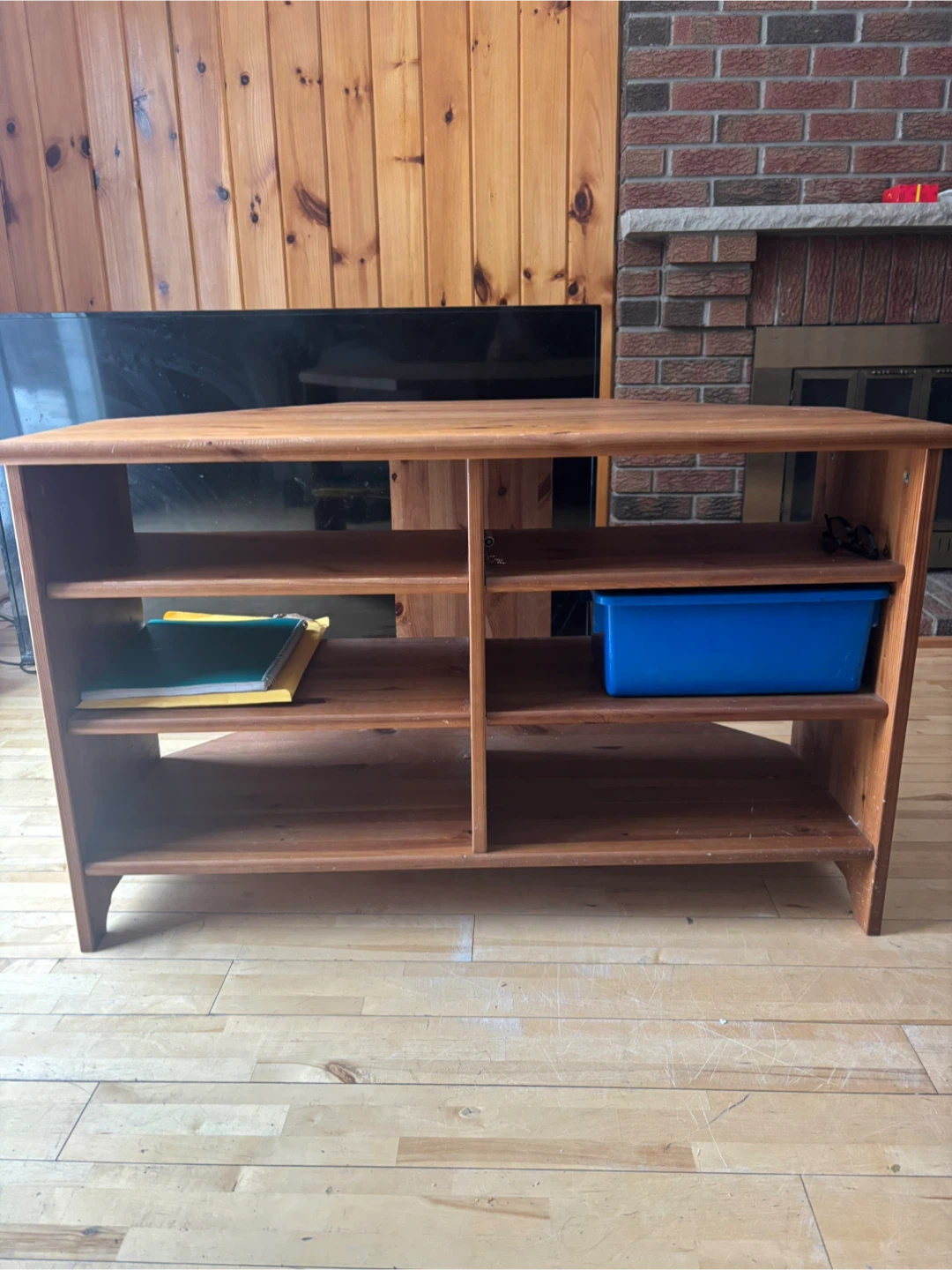 Wooden TV Stand with Shelves - photo 4