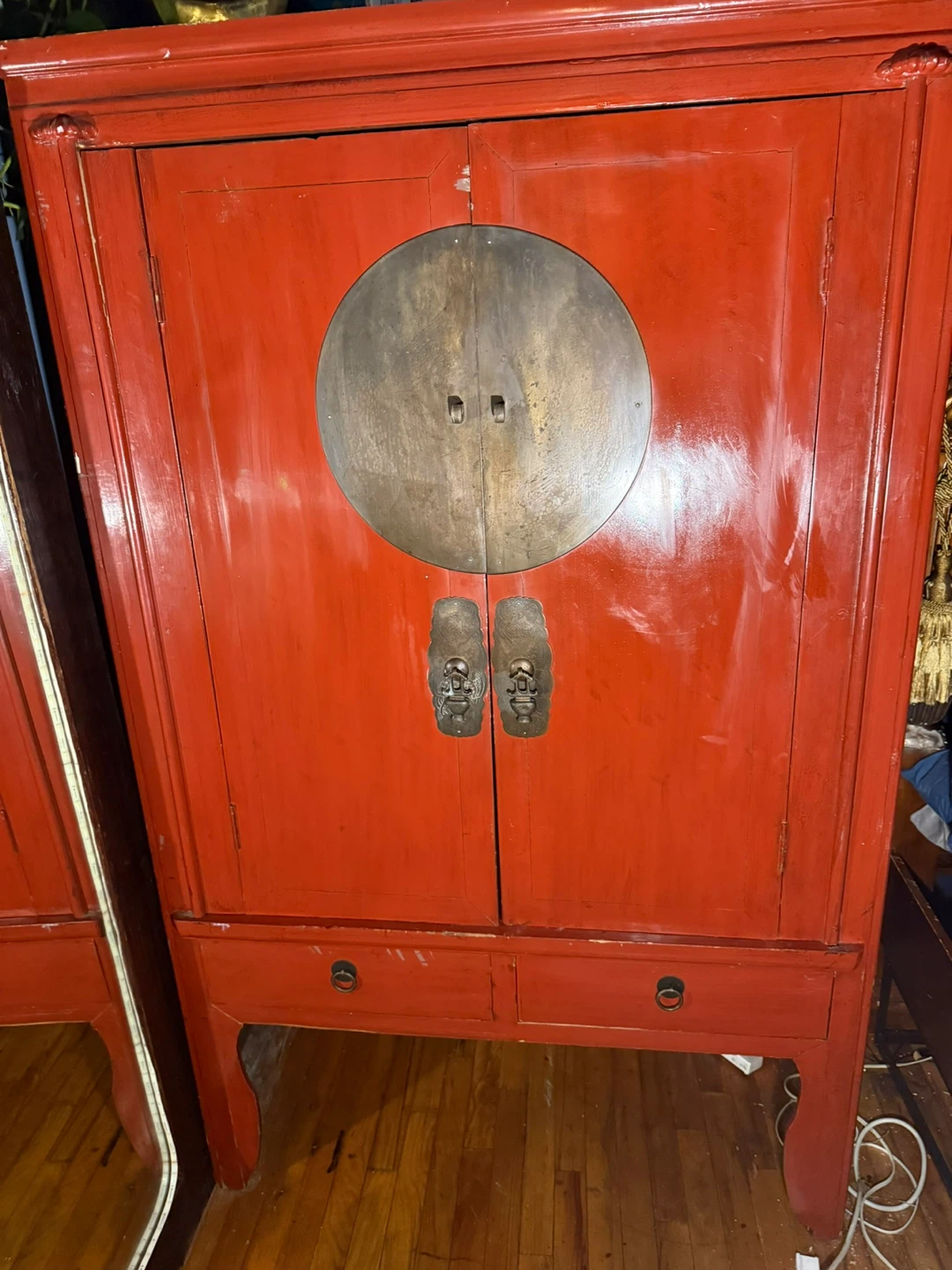 Red Wooden Cabinet with Drawers - photo 4