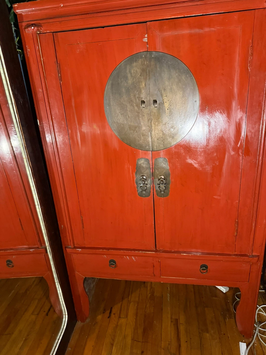 Red Wooden Cabinet with Drawers - photo 2