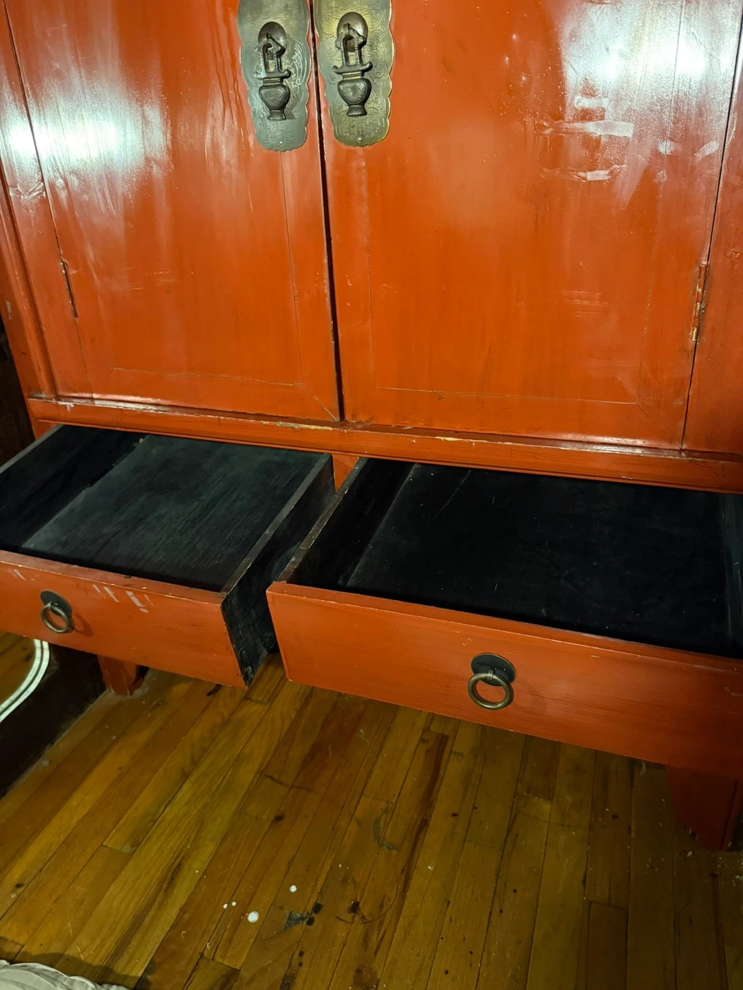 Red Wooden Cabinet with Drawers - photo 3