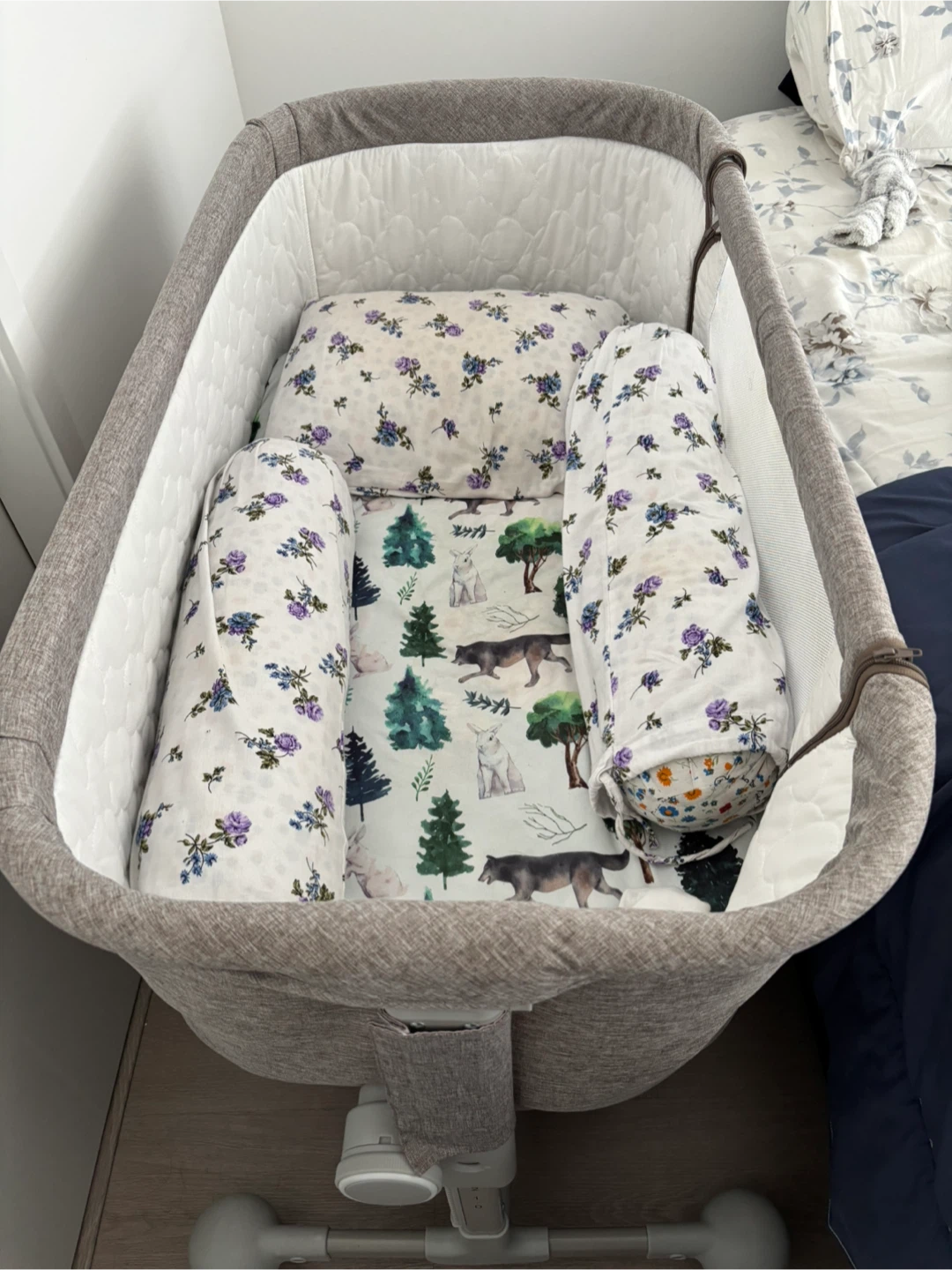 Grey Bassinet with Wheels