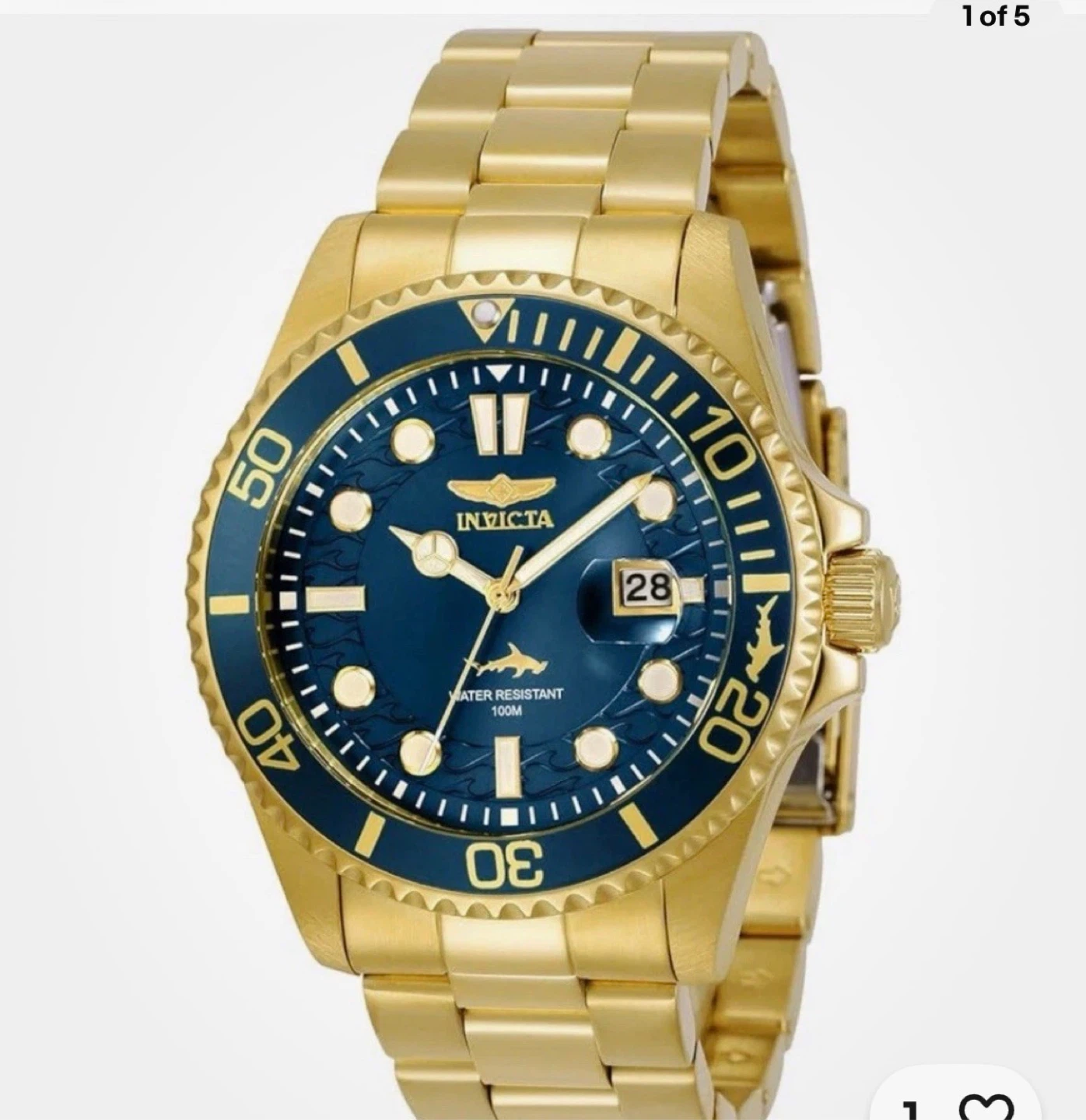 Invicta Pro Diver Gold Tone Blue Dial Men's Watch