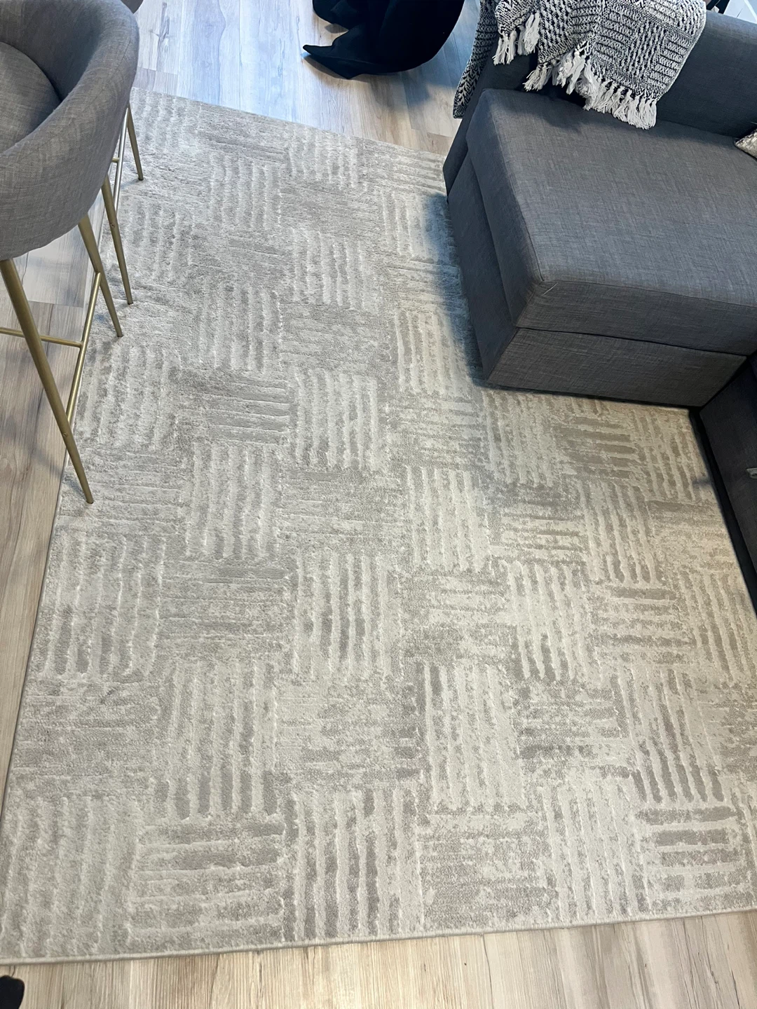 Grey/ neutral Area Rug with Geometric Pattern