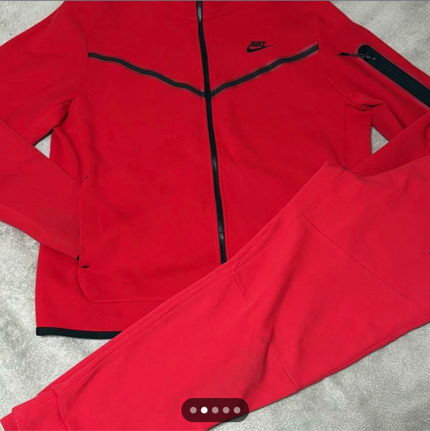 Nike Tech Fleece Full Zip Hoodie and Pants Set - Red - photo 2