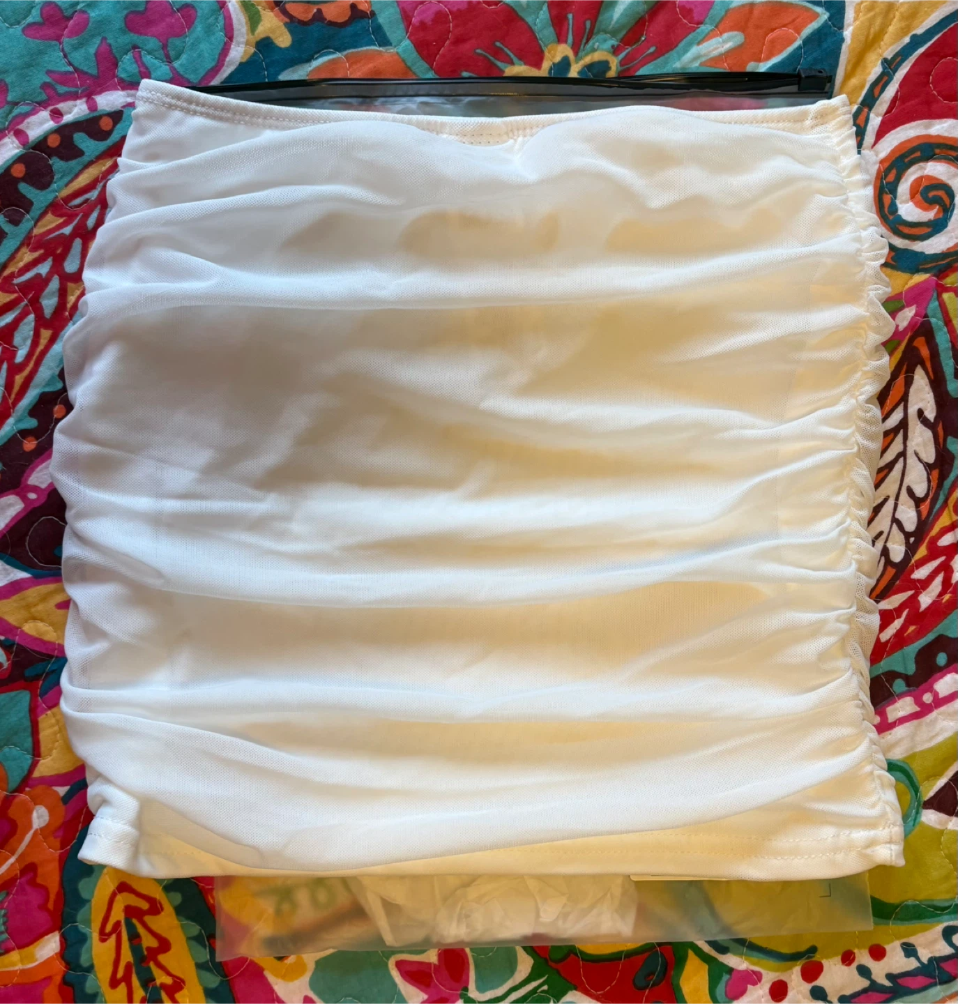 ✨✨SHEIN White Ruched Mesh Mini Skirt - photo 2