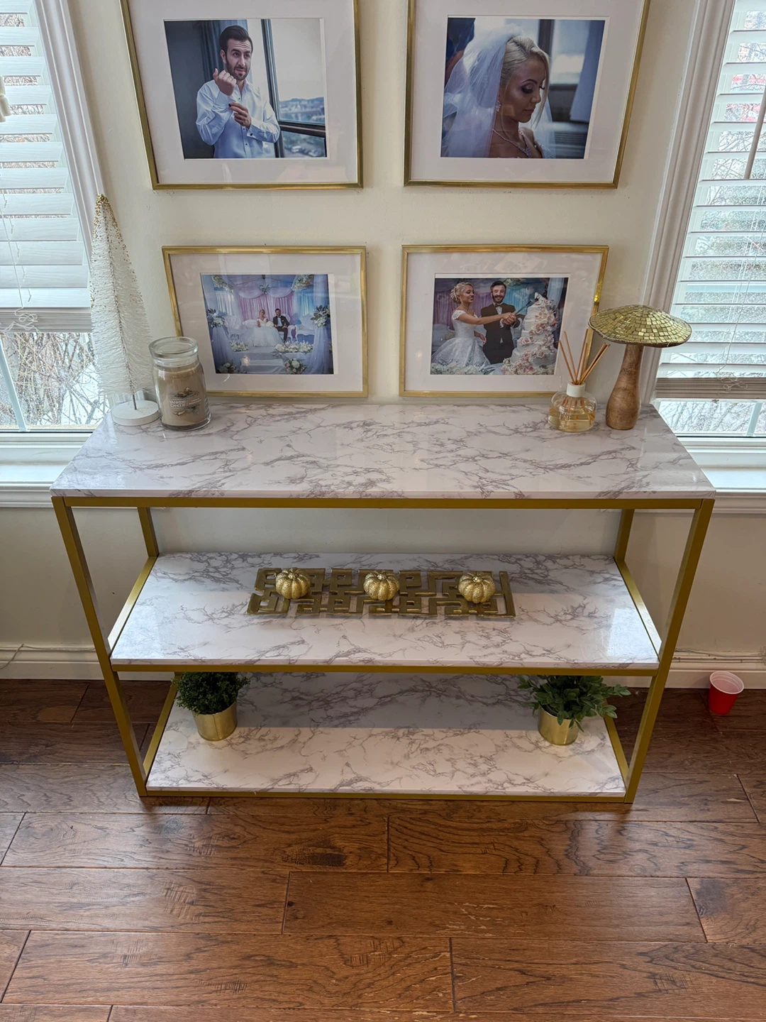 Marble wrapped Gold Console Table - photo 3