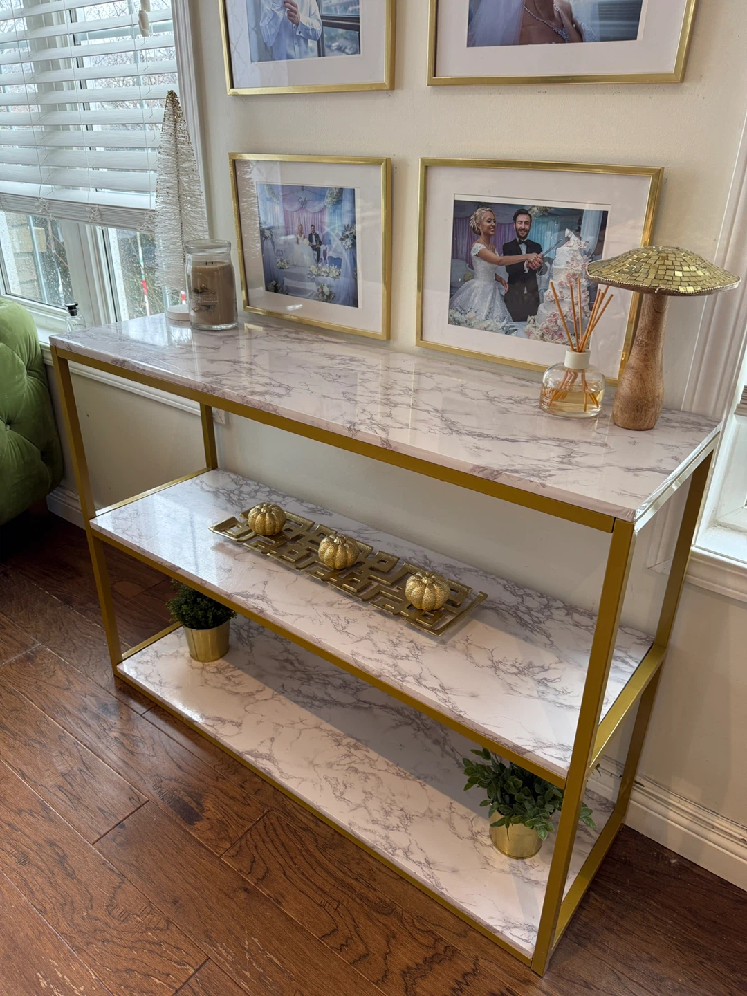 Marble wrapped Gold Console Table - photo 2