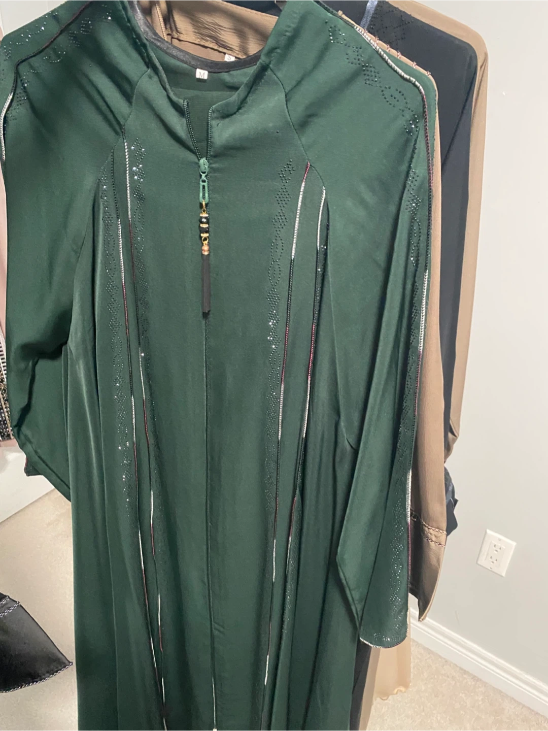 Zipped Abaya with Beaded Embellishments - photo 4