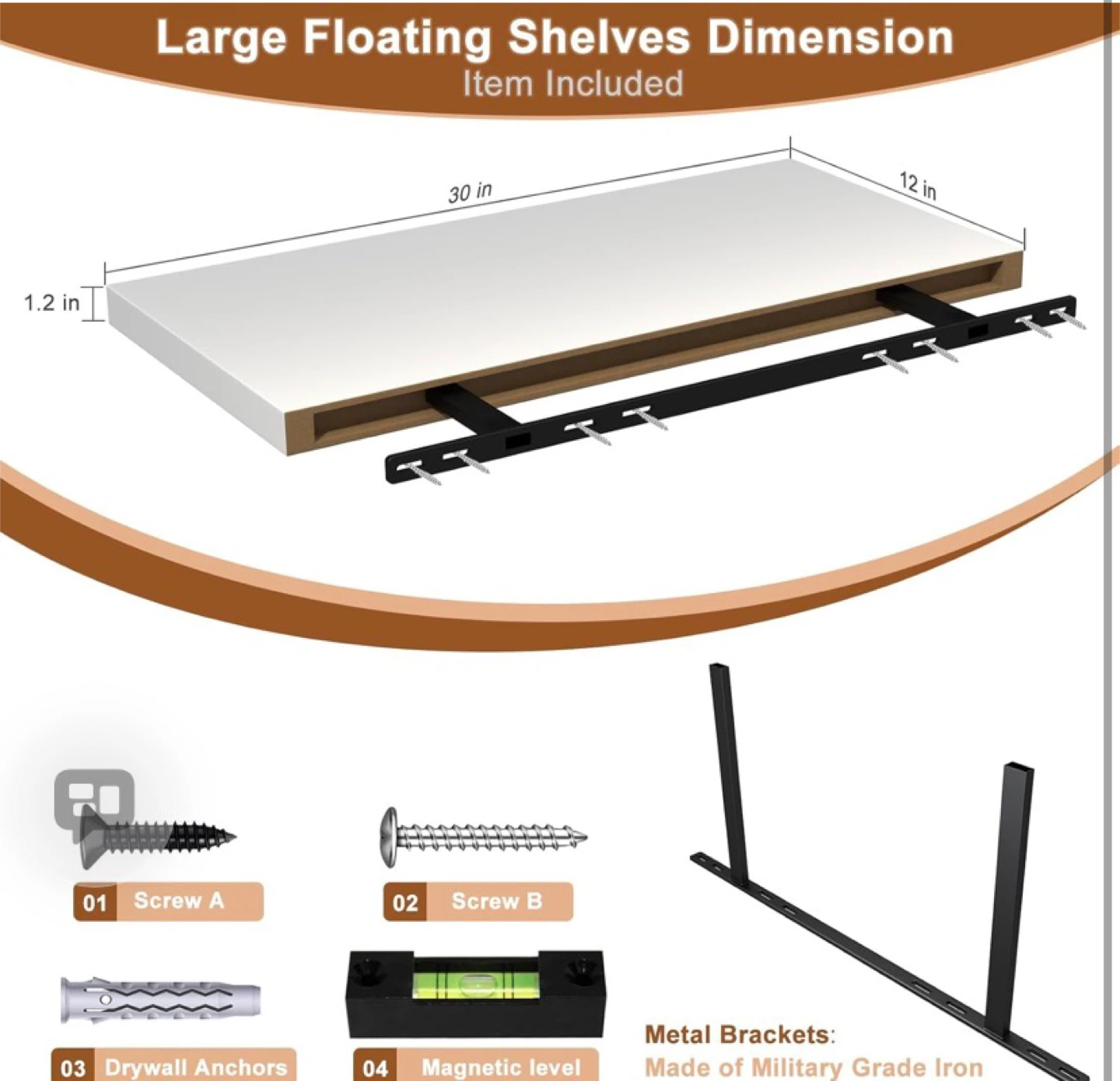 12 Inch Deep Wall Mount Shelf fWhite - photo 3