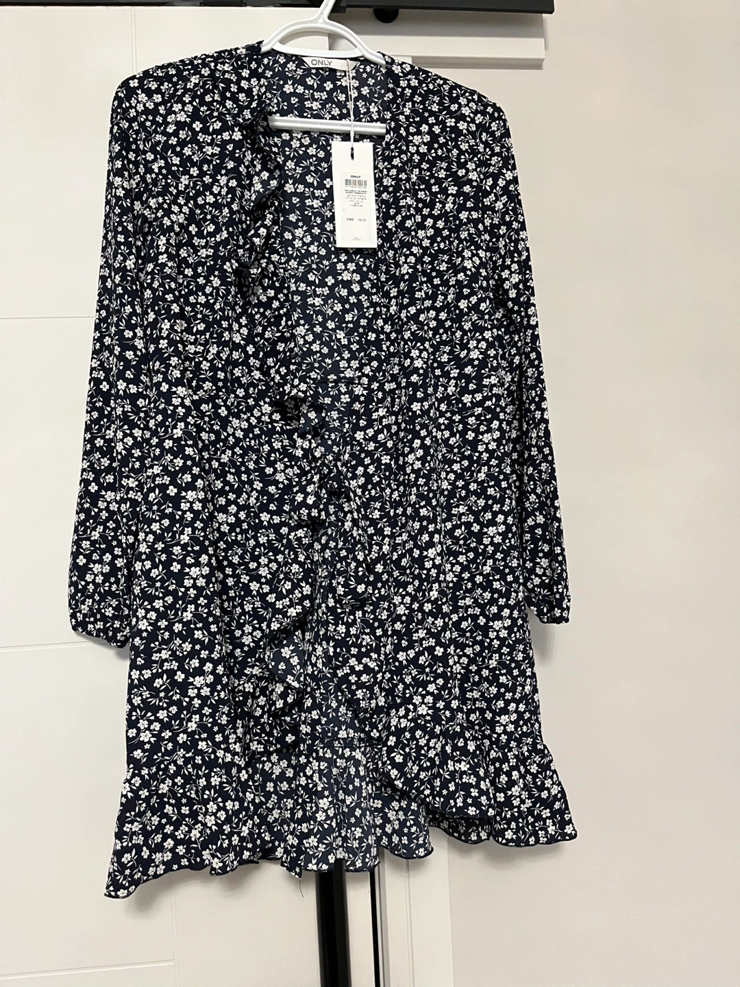 ONLY Carly Wrap Short Dress - Night Sky/White Floral - Size 2