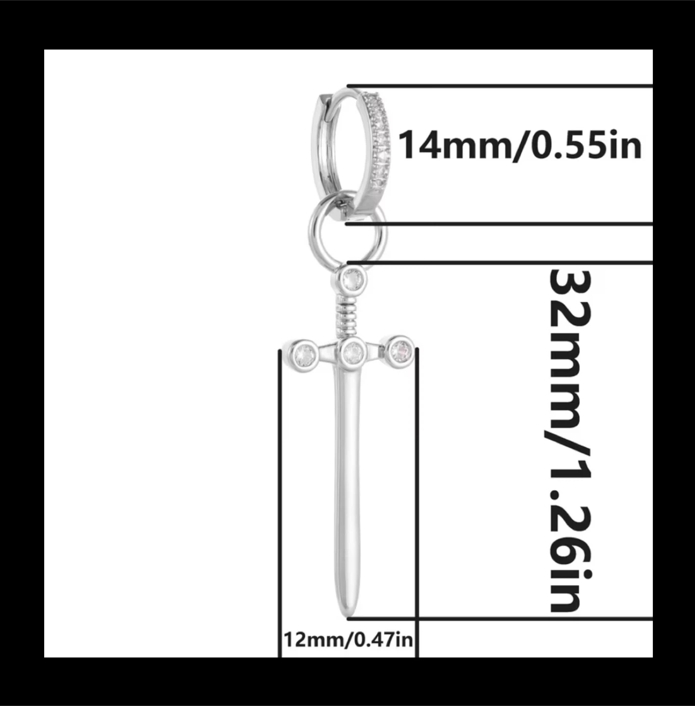 Silver Sword Hoop Earring - photo 3