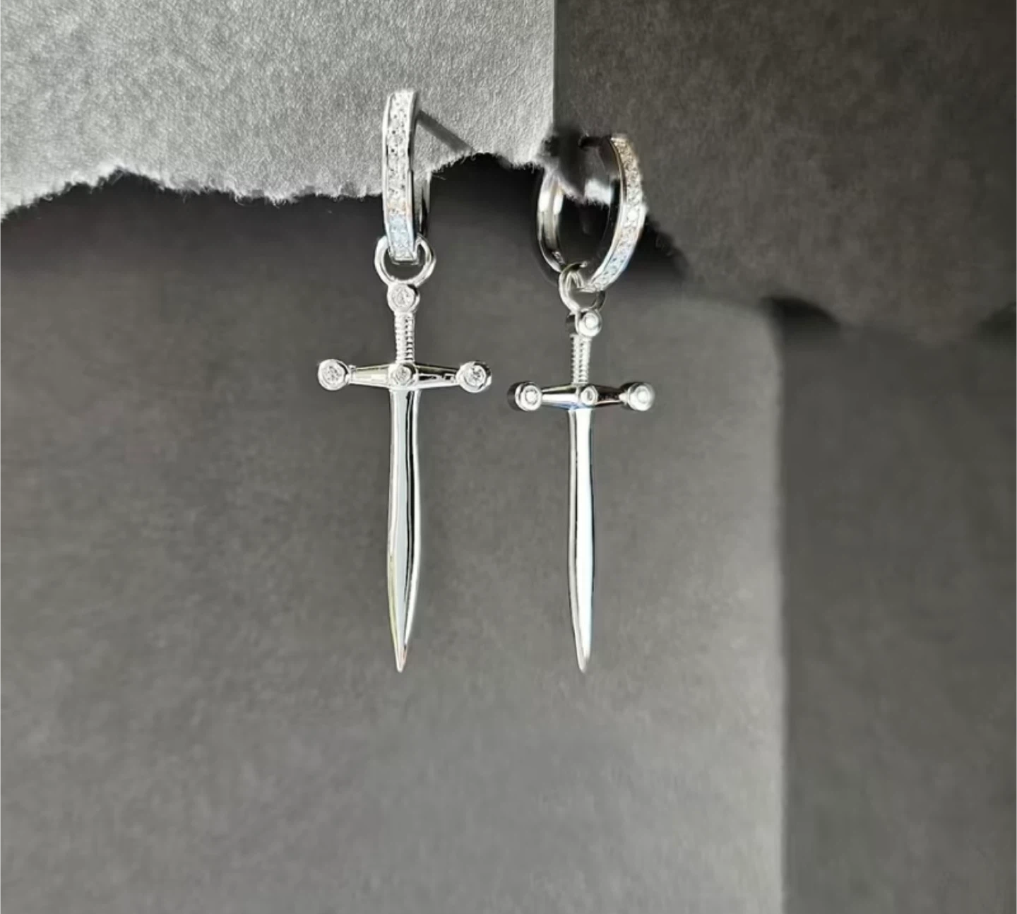 Silver Sword Hoop Earring