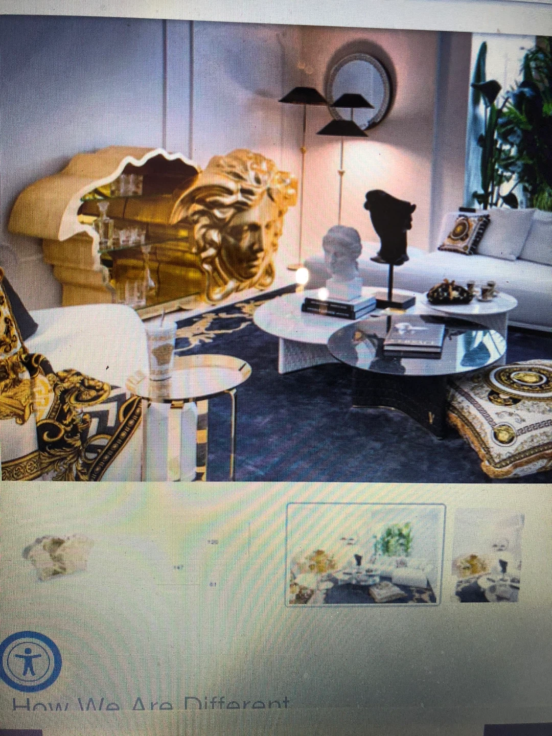 Italy Large Gold Medusa Head  bar cabinet with sliced door - photo 4