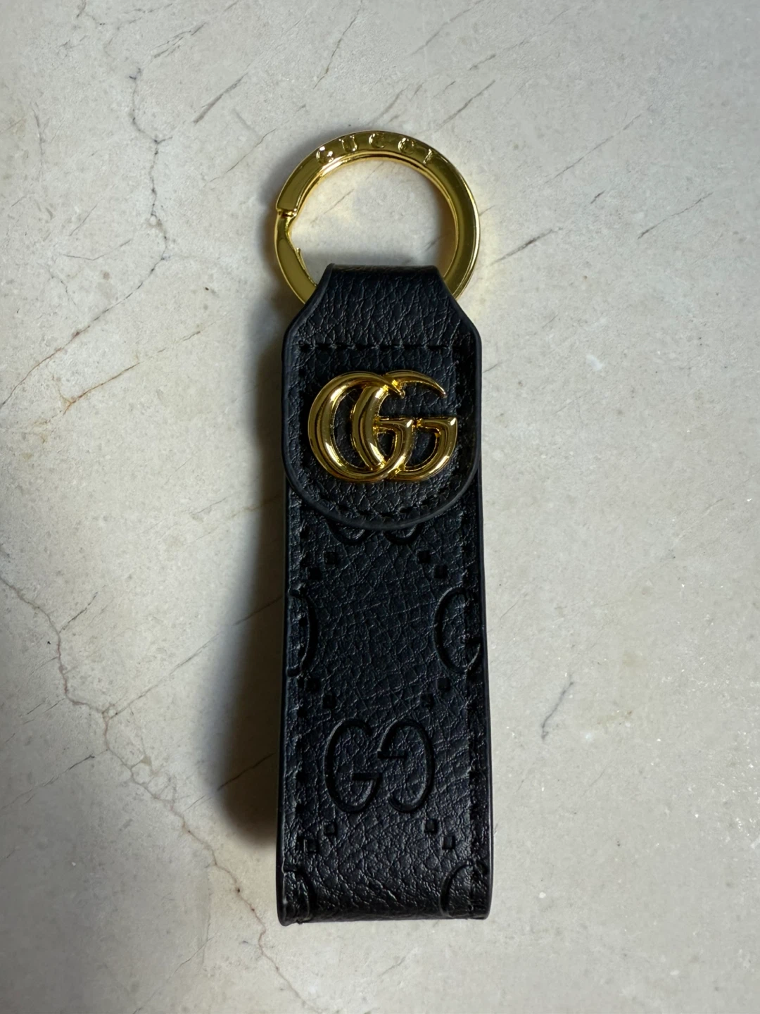 Designer Black Leather Keychain - photo 2