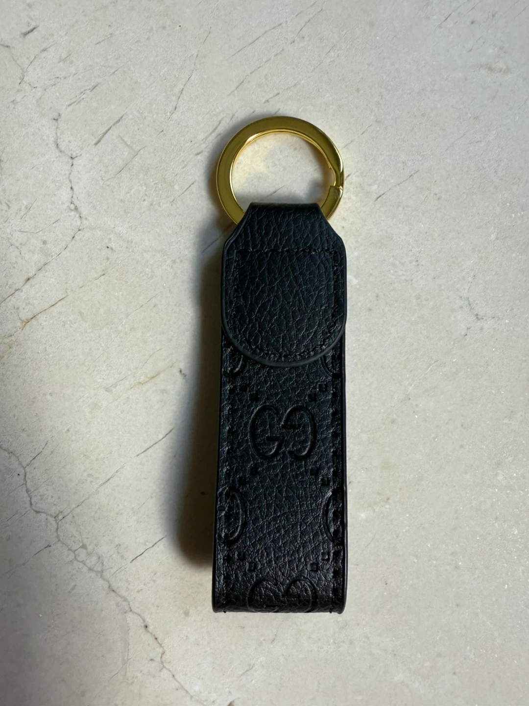 Designer Black Leather Keychain - photo 3